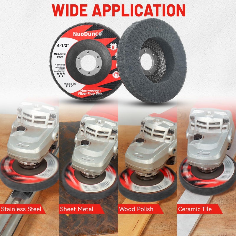 NuoDunco 10Pcs 600 Grit Scour Flap Disc 4 1/2 Inch Angle Grinder Attachment Stainless Steel Aluminum Polishing Wheel Scouring Pad Wire Brush Sanding Disc - Image 3